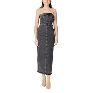 ICHI Black Cotton Women's Midi